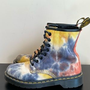 Dr Marten AW004 Castel Tie Dye Canvas Combat Boots Women's Size 6